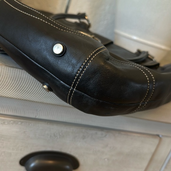 Authentic Coach SOHO Leather whipstitch Tote Style 5770 Black - Picture 8 of 13